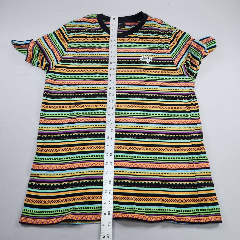 HUF Multicolor Striped T-Shirt Men L Embroidered Logo - Picture 5 of 7
